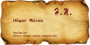 Höger Mózes névjegykártya